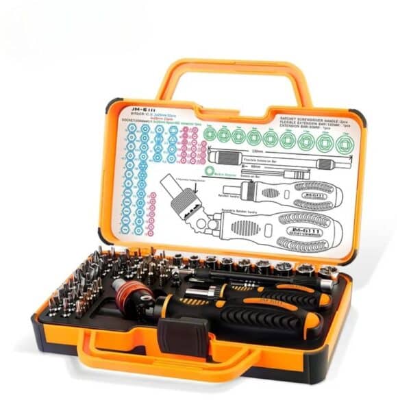 Jakemy JM-6111 180 Derece Krom Vanadyum Uçları İle Cırcır Tornavida Seti