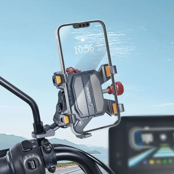 LanParte Tx Çift Emniyet Kilidi ÇIft Yönlü Titreşim Emme Motosiklet Gidon Telefon Tutucu
