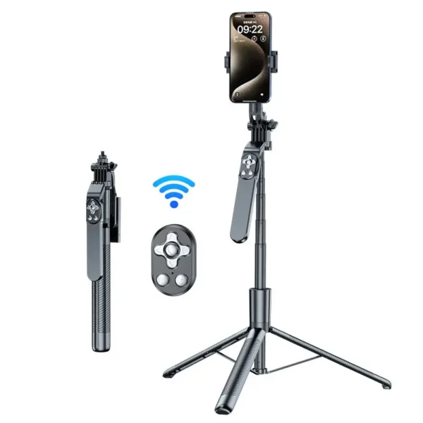 Sticky KR18A Trépied et Perche à Selfie Télécommandée, Pivotante à 360° en Aluminium